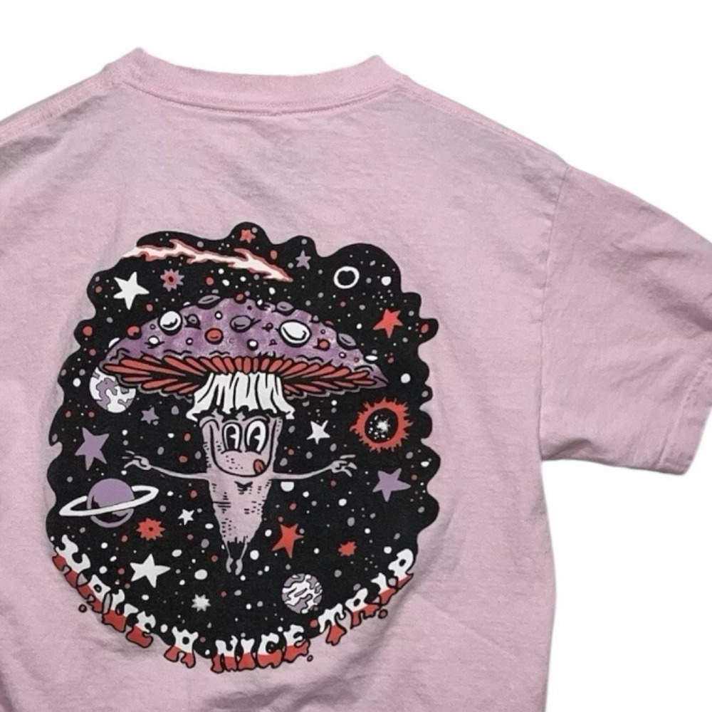 A-LAB "Have A Nice Trip" Men's Short Sleeve T-Shirt Pink MEDIUM Back Logo